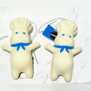 2 Ruz Pillsbury Dough Boy Novelty Christmas Tree Decoupage Ornament Plastic